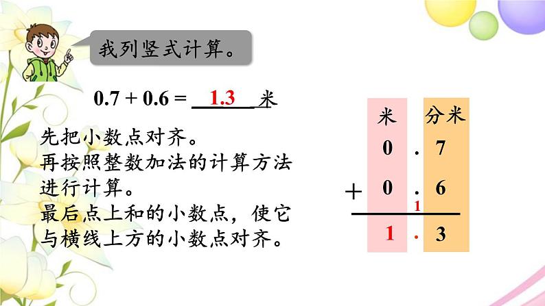 青岛版小学三年级数学下册七家居中的学问小数的初步认识信息窗2简单的小数加减法作业课件第7页