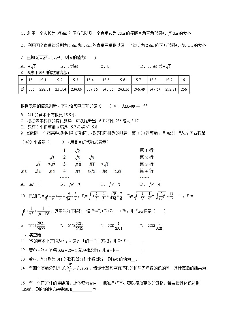 【暑假小初衔接】浙教版数学六年级（六升七）暑假预习-第15讲《实数》单元综合检测（难点）02