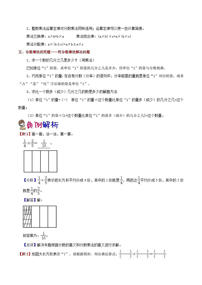 【暑假提升】人教版数学五年级（五升六）暑假预习：第1单元《分数乘法》讲义（知识点+例题+练习）（含解析）02