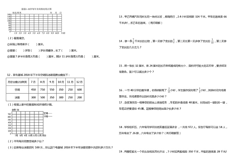 【暑假衔接】苏教版数学五年级（五升六）暑假衔接 应用题复习专项（一） 练习（含答案）02