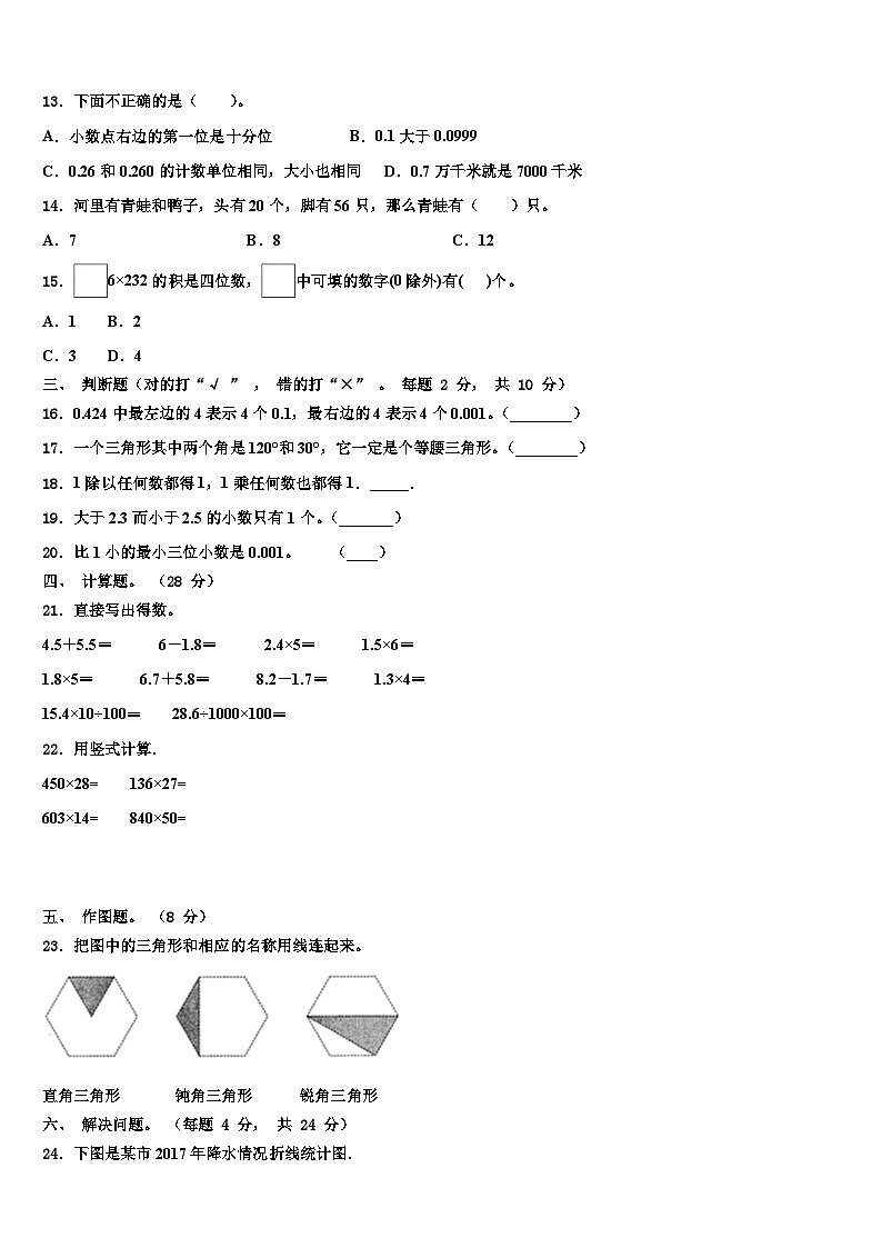 湖北省宜昌市当阳市2023年数学四下期末学业质量监测模拟试题含解析第2页
