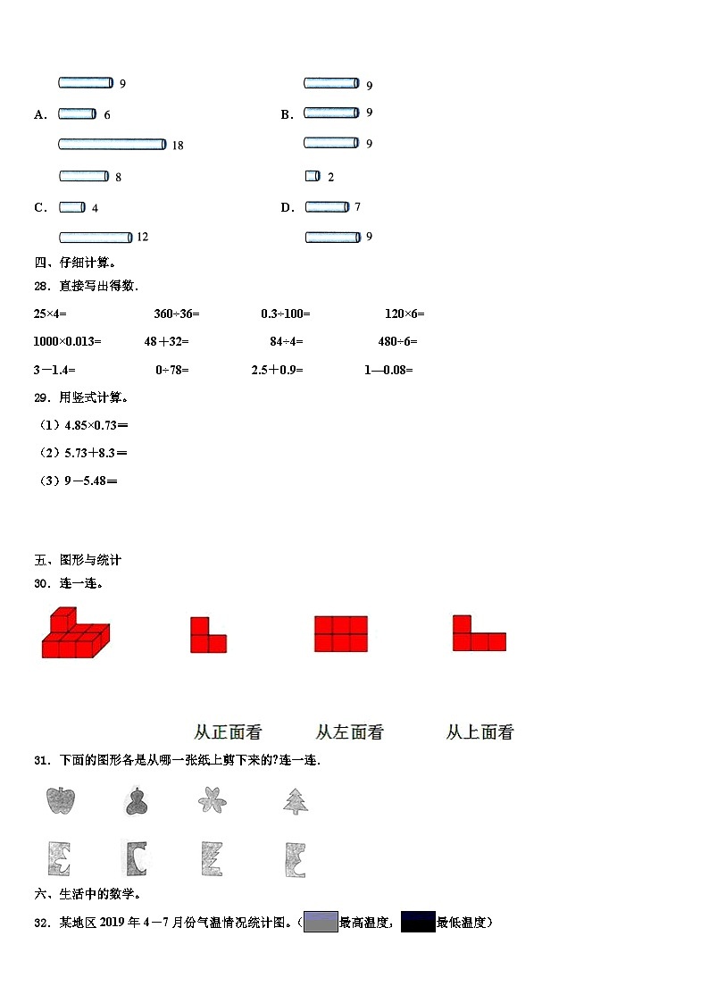 湖北省武汉市洪山区卓刀泉小学2023年四年级数学第二学期期末复习检测试题含解析第3页