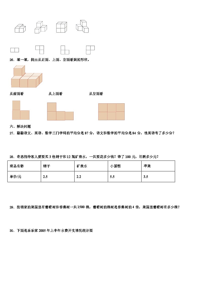 湖南省郴州市资兴市2022-2023学年数学四年级第二学期期末检测模拟试题含解析第3页