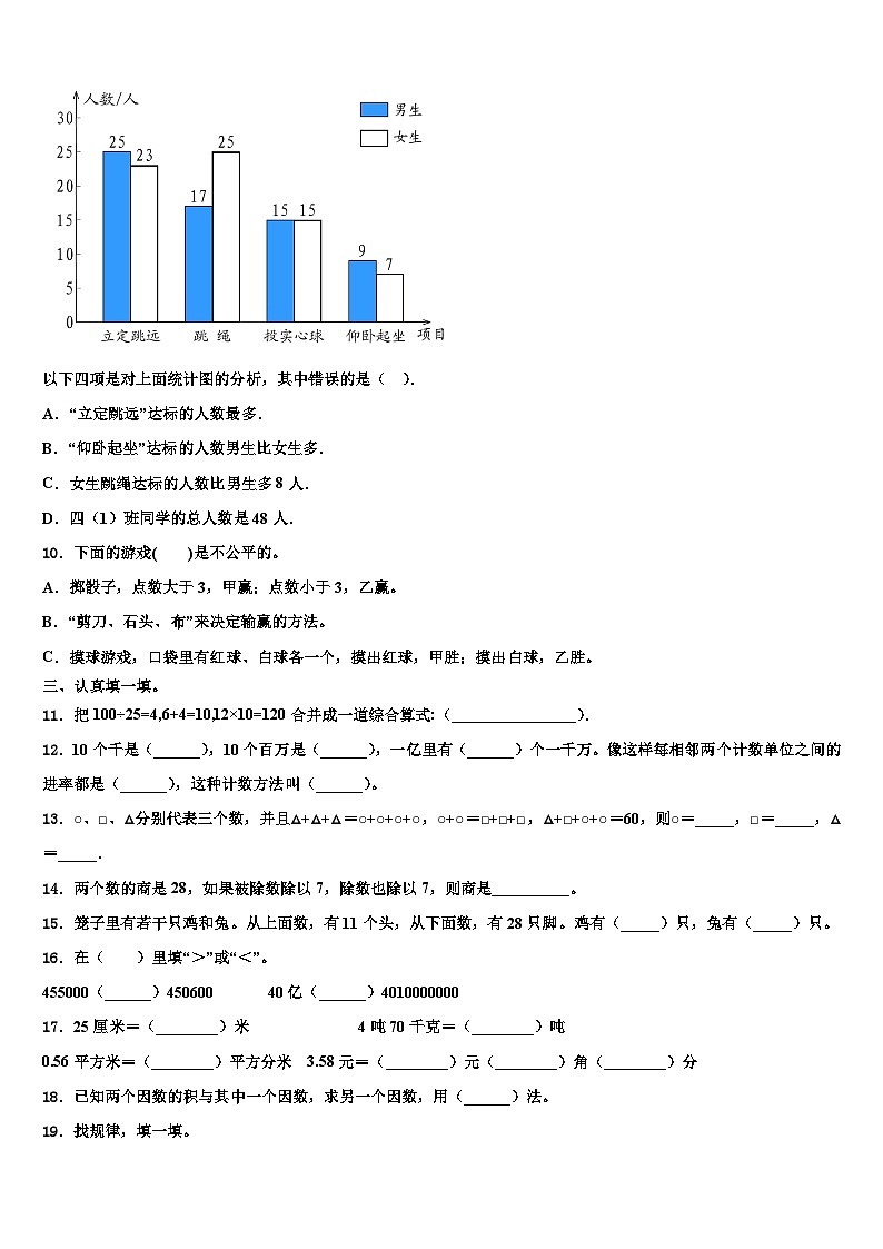 盘锦市2023年数学四下期末学业质量监测模拟试题含解析第2页