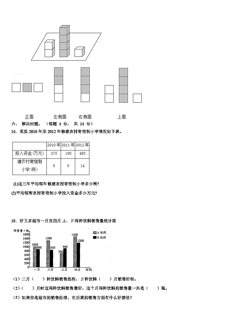 科尔沁左翼后旗2022-2023学年数学四下期末调研模拟试题含解析第3页