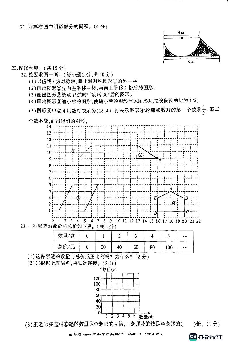 陕西省渭南市潼关县2022-2023学年六年级下学期毕业检测数学试题第3页