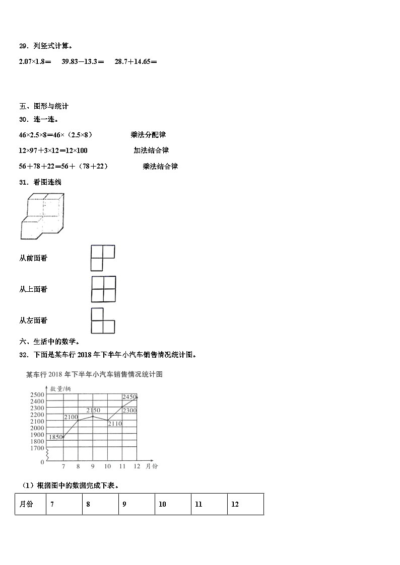 通化市梅河口市2022-2023学年数学四年级第二学期期末学业质量监测试题含解析第3页