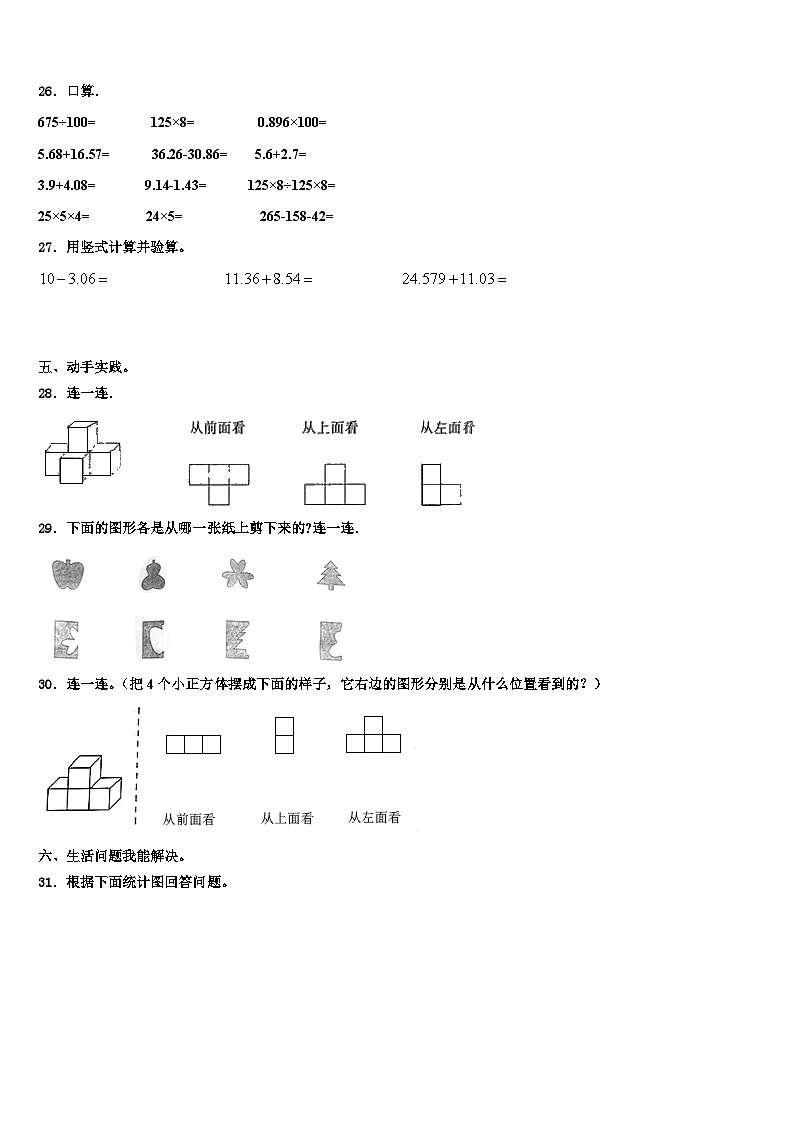 重庆市潼南区2022-2023学年四年级数学第二学期期末综合测试试题含解析第3页