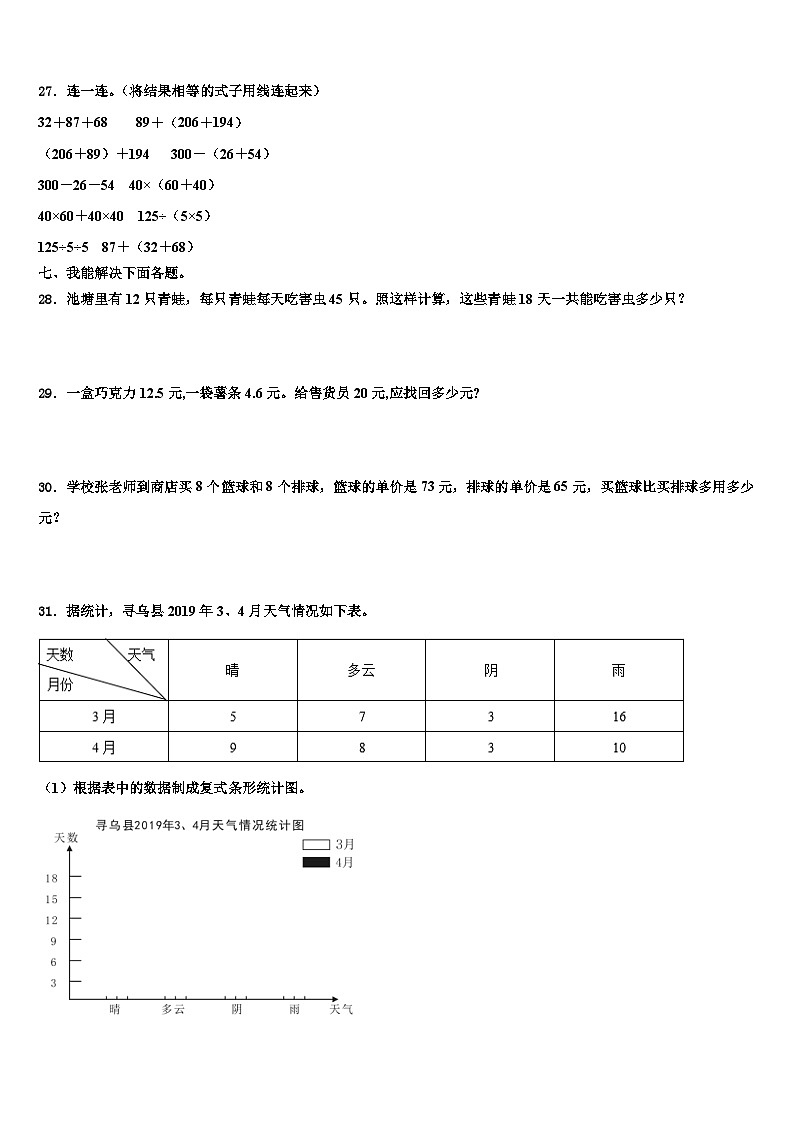 青海省海东市互助县2023年数学四年级第二学期期末检测试题含解析第3页