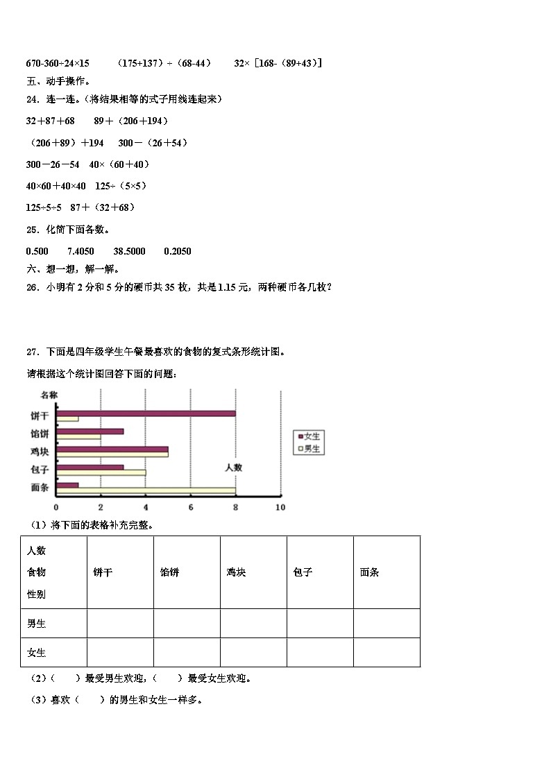 青海省海西蒙古族藏族自治州都兰县2022-2023学年数学四年级第二学期期末经典模拟试题含解析第3页