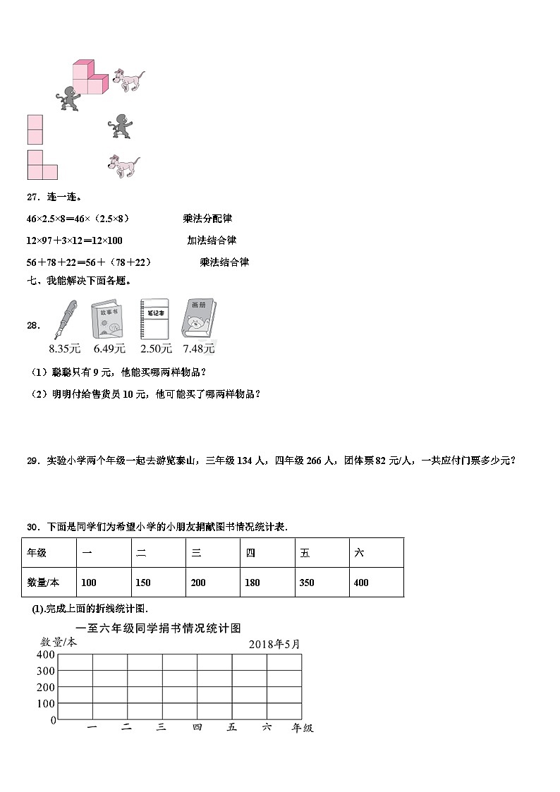 铜鼓县2023年四年级数学第二学期期末学业水平测试模拟试题含解析03