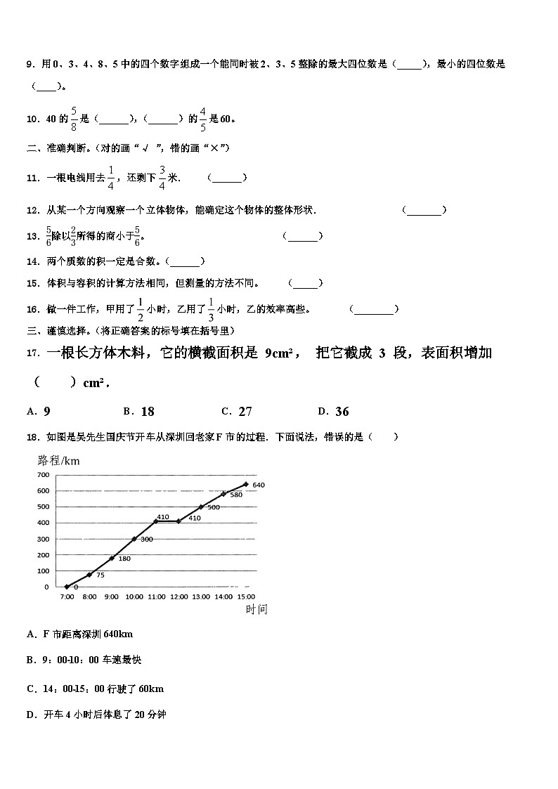 2022-2023学年和田县数学五年级第二学期期末检测试题含解析第2页