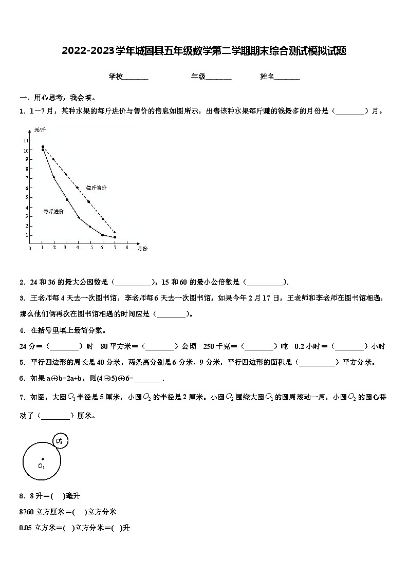 2022-2023学年城固县五年级数学第二学期期末综合测试模拟试题含解析01