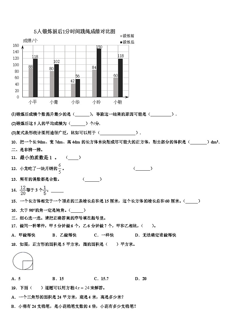 2022-2023学年广东省江门市新会区五年级数学第二学期期末复习检测模拟试题含解析第2页