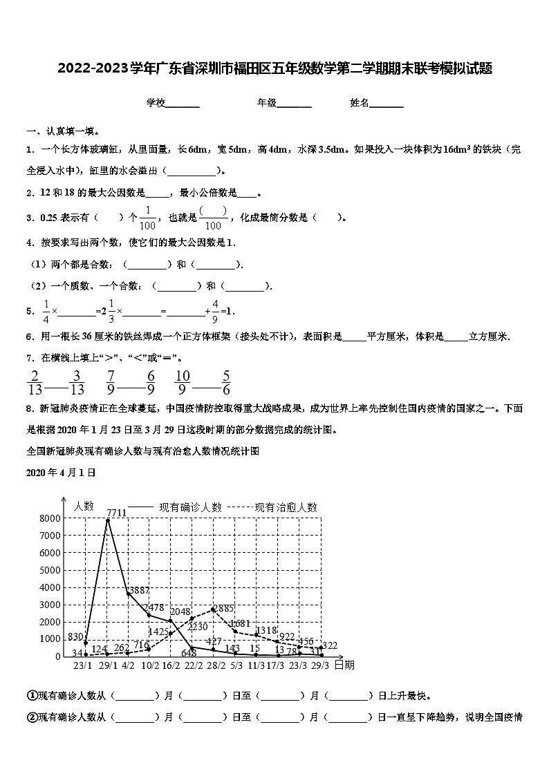 2022-2023学年广东省深圳市福田区五年级数学第二学期期末联考模拟试题含解析第1页