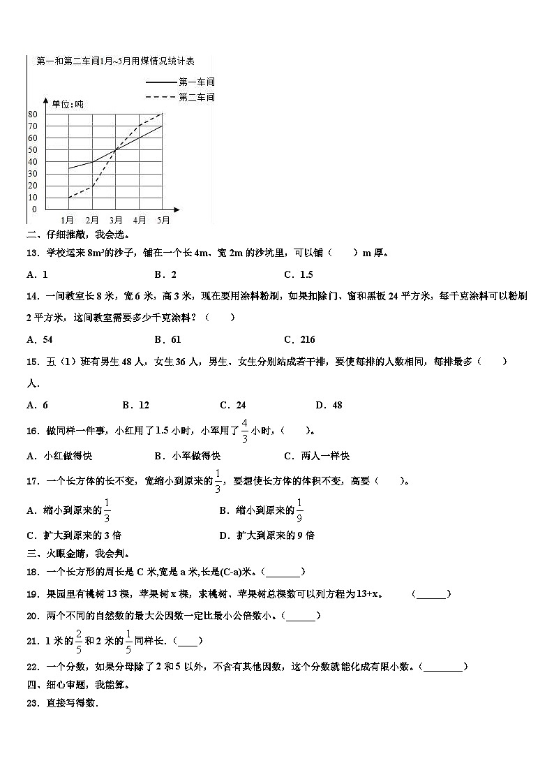 2022-2023学年广河县数学五下期末联考模拟试题含解析第3页