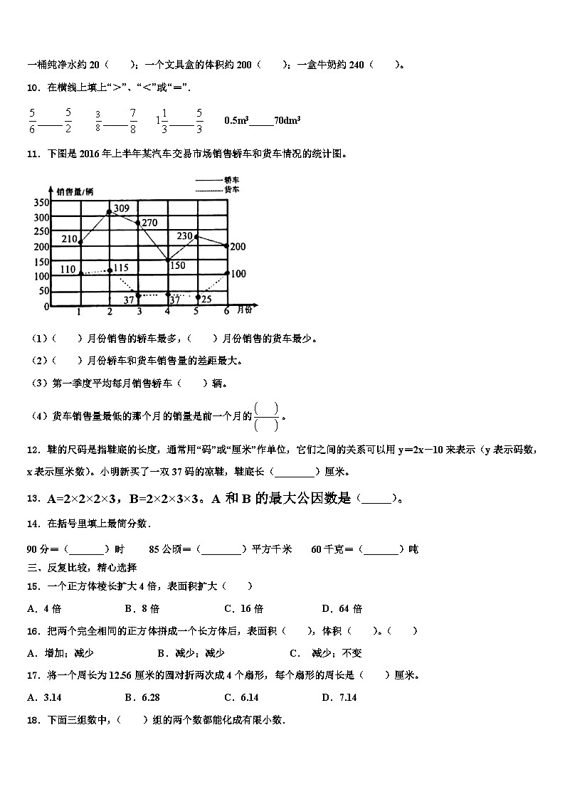 2022-2023学年广西桂林市永福县数学五年级第二学期期末达标检测试题含解析第2页