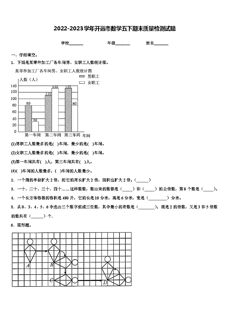 2022-2023学年开远市数学五下期末质量检测试题含解析第1页