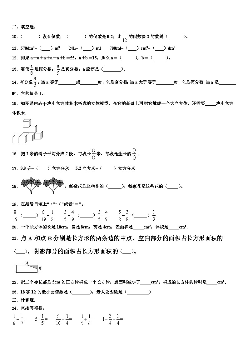 2022-2023学年江苏省常州市金坛市数学五年级第二学期期末综合测试试题含解析第2页