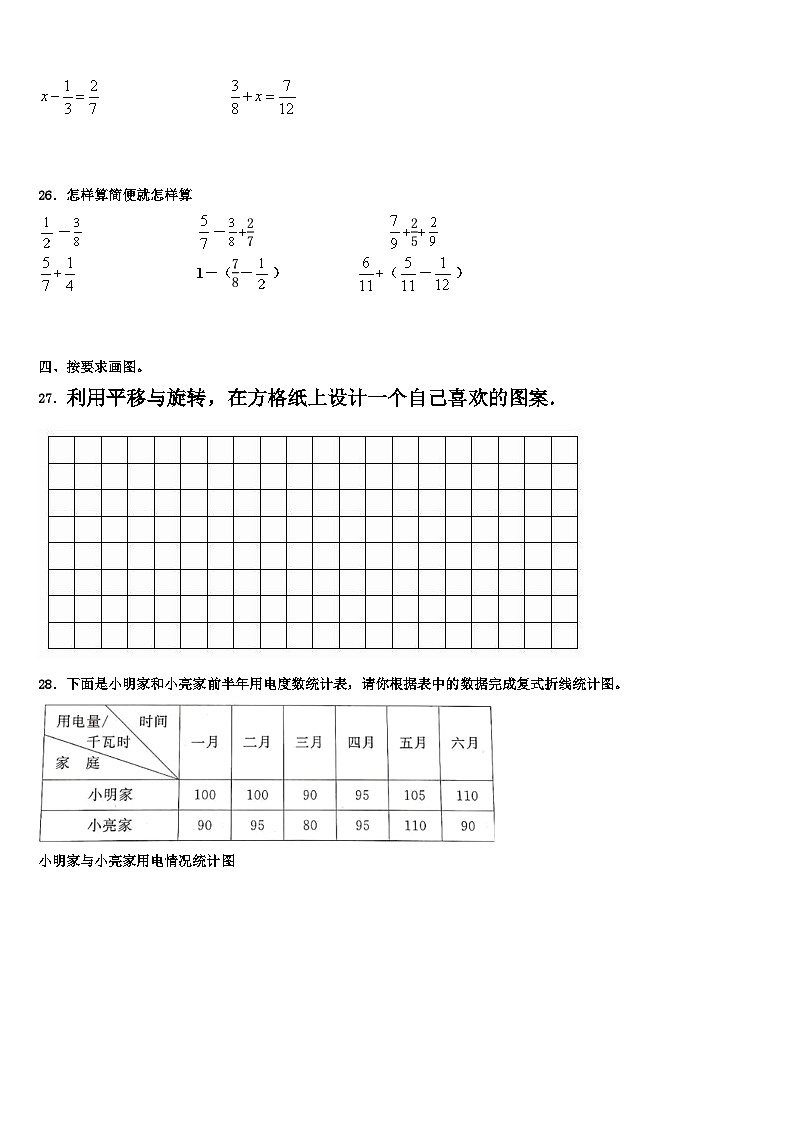 2022-2023学年抚松县数学五下期末学业水平测试模拟试题含解析03