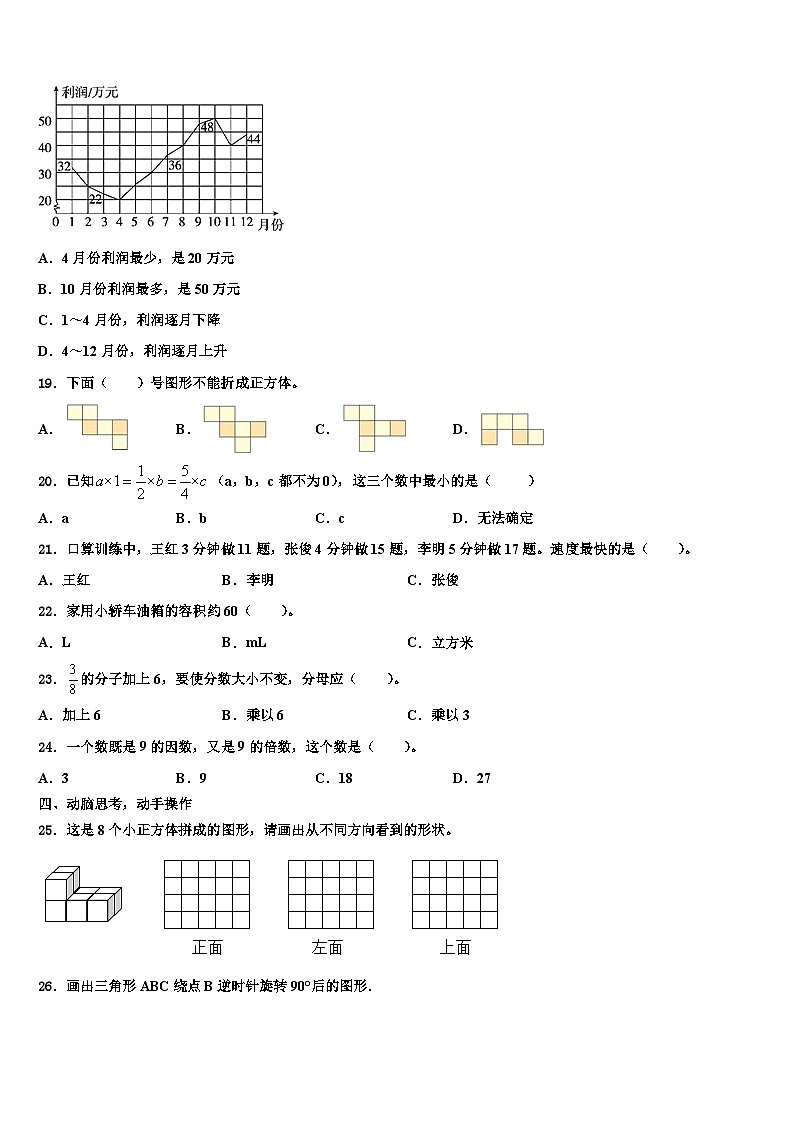 2022-2023学年河北省承德市丰宁满族自治县数学五下期末综合测试模拟试题含解析第3页