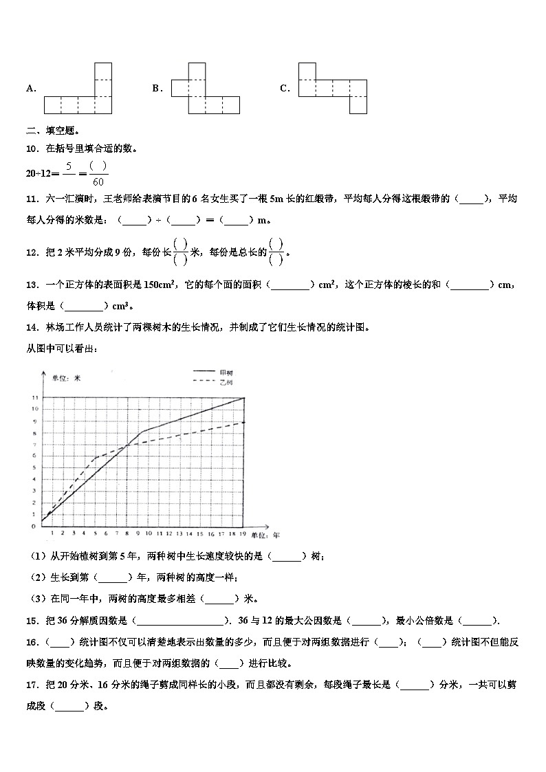 2022-2023学年河北省石家庄市新乐市数学五年级第二学期期末达标检测模拟试题含解析02