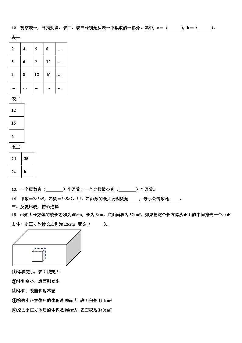 2022-2023学年江西省上饶市横峰县数学五年级第二学期期末统考试题含解析第2页