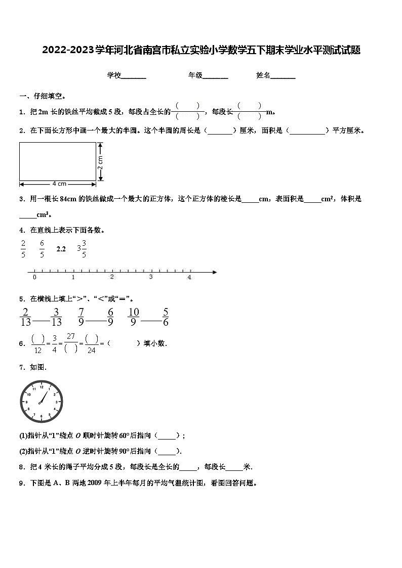 2022-2023学年河北省南宫市私立实验小学数学五下期末学业水平测试试题含解析第1页
