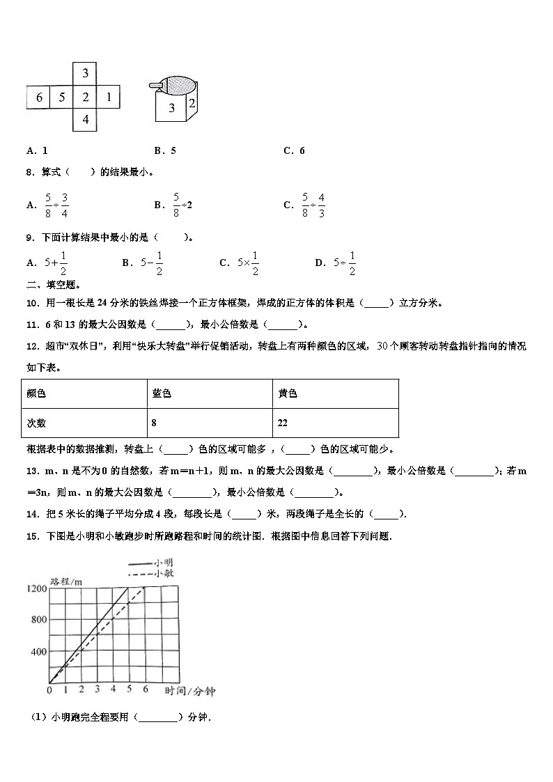 2022-2023学年河津市数学五年级第二学期期末学业水平测试模拟试题含解析02