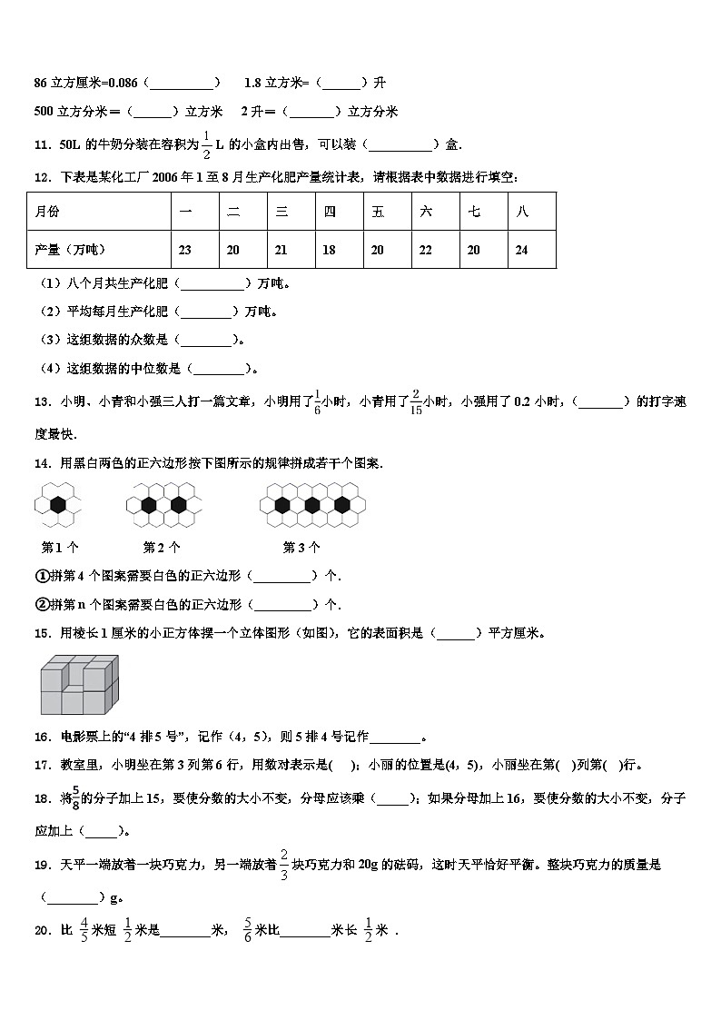 2022-2023学年福建省福州市闽清县五年级数学第二学期期末调研试题含解析第2页