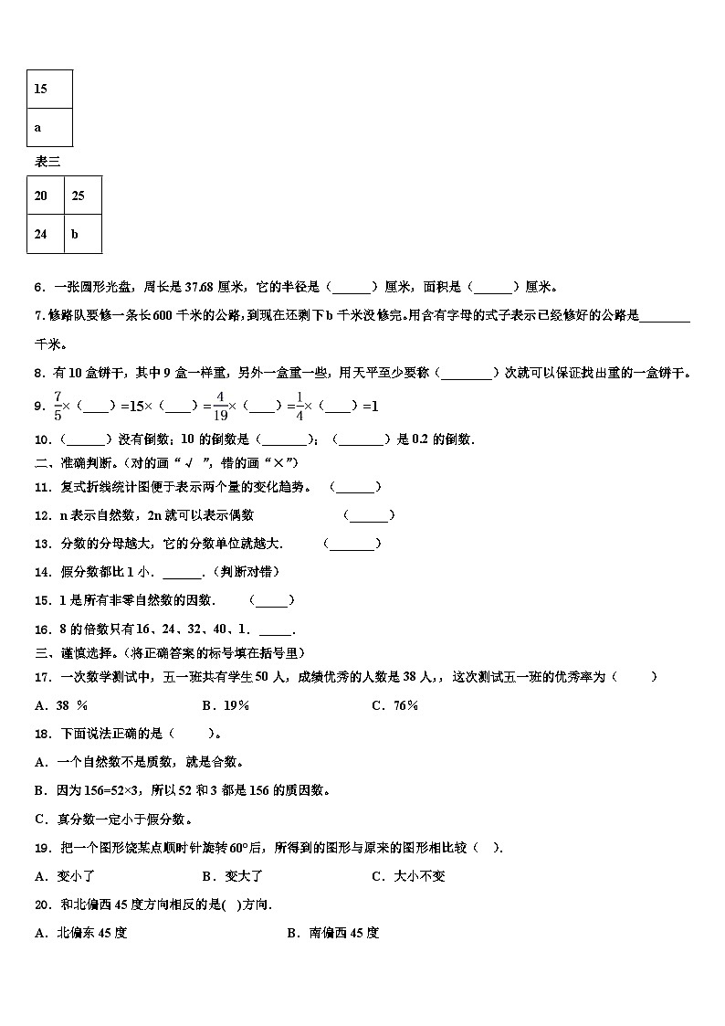 2022-2023学年福建省泉州师范学院附属小学数学五年级第二学期期末统考模拟试题含解析第2页