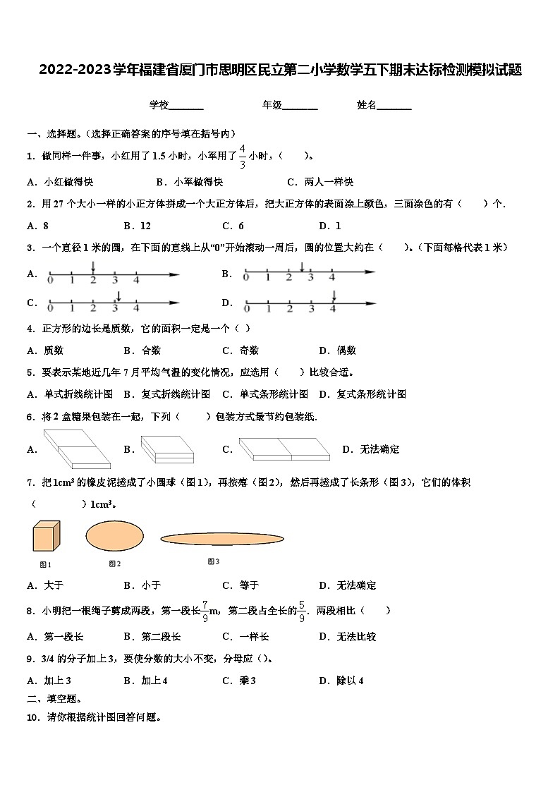 2022-2023学年福建省厦门市思明区民立第二小学数学五下期末达标检测模拟试题含解析01