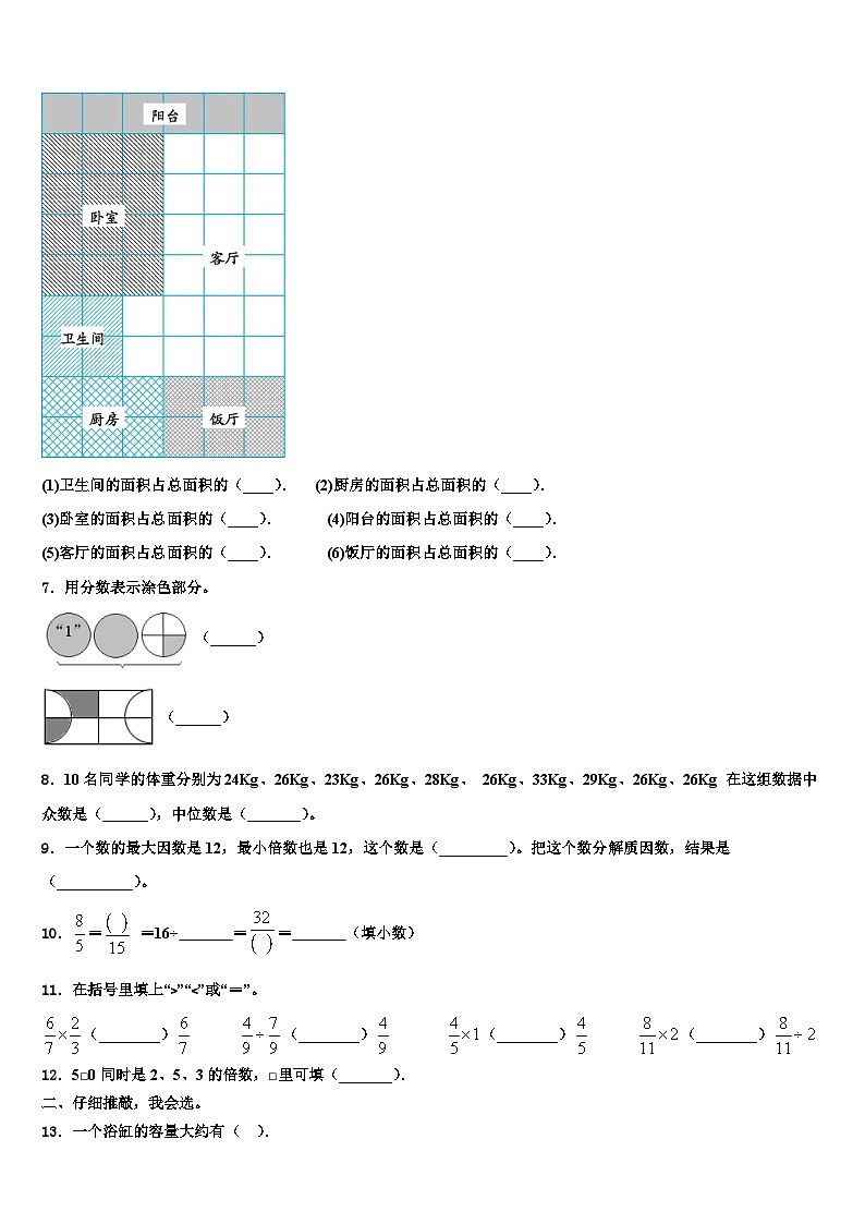 2022-2023学年福建省龙岩市上杭县五年级数学第二学期期末复习检测模拟试题含解析02