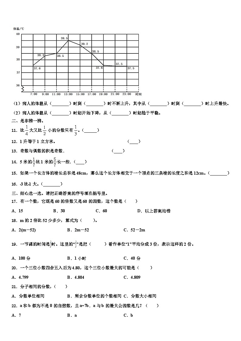 2022-2023学年贵州省安顺市关岭县数学五下期末检测模拟试题含解析02