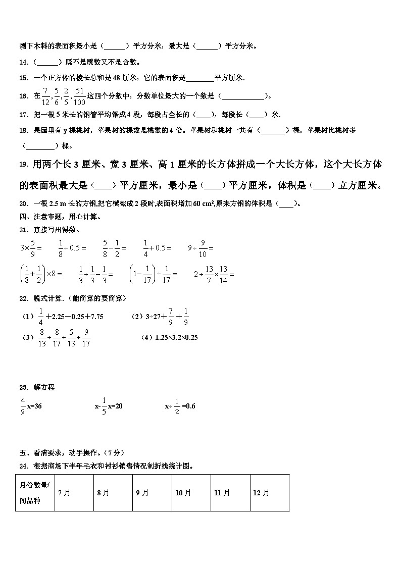 2022-2023学年辽宁省沈阳市沈河区数学五下期末监测试题含解析02