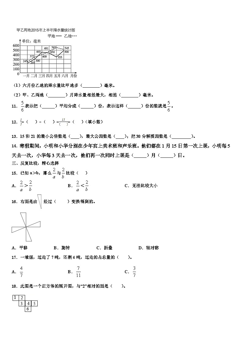 2022-2023学年邵阳市绥宁县五年级数学第二学期期末统考模拟试题含解析02