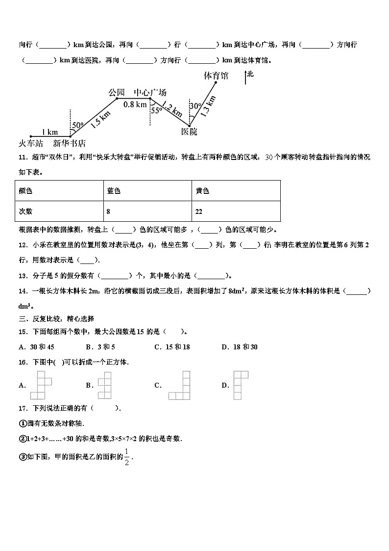 2022-2023学年贵州省安顺市平坝区数学五下期末学业水平测试模拟试题含解析02