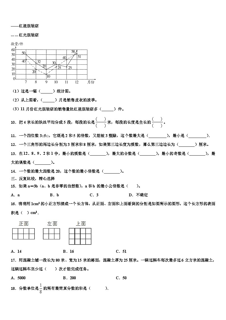 2022-2023学年黑龙江省齐齐哈尔市克东县乾丰镇中学数学五下期末监测试题含解析第2页