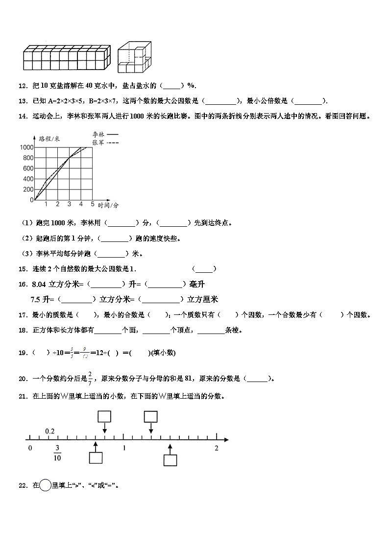 2023届六安市寿县数学五下期末学业质量监测模拟试题含解析第2页