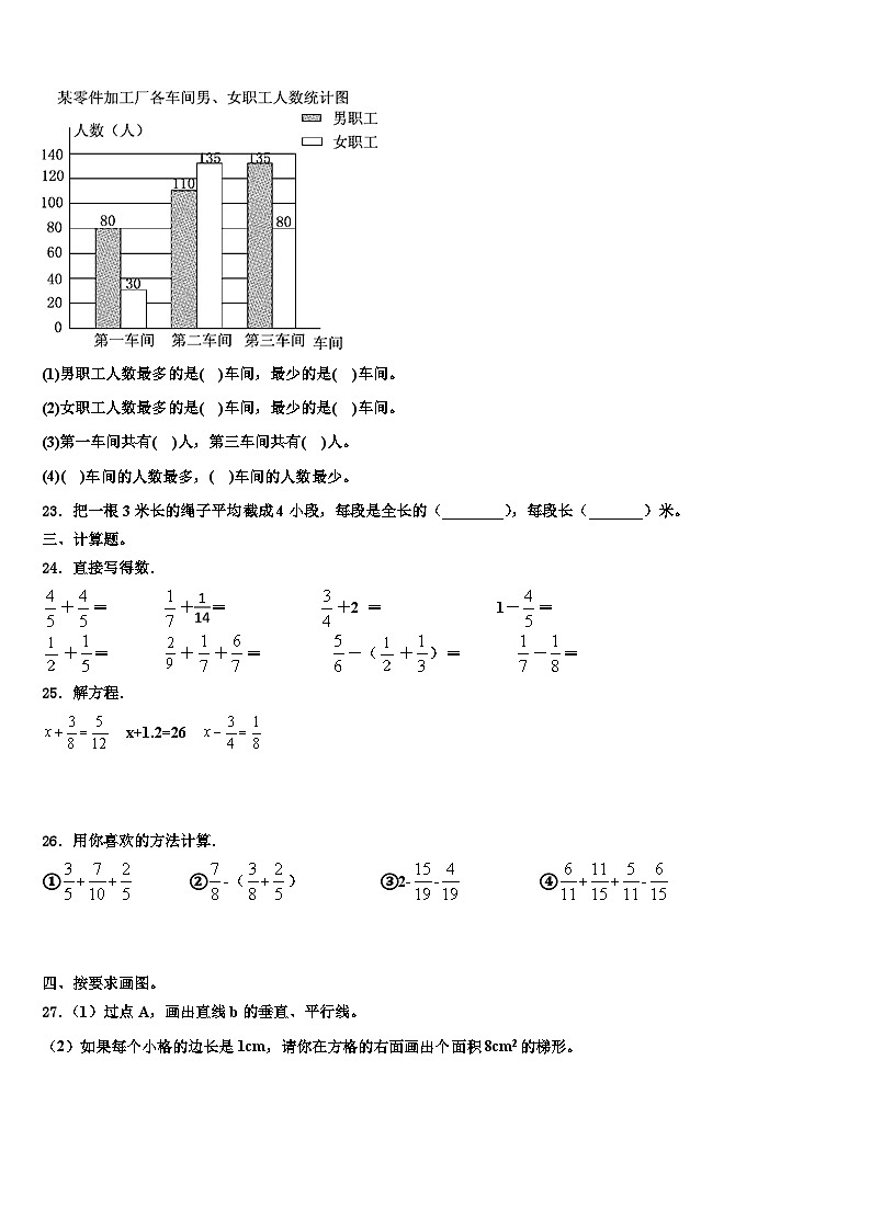 2022-2023学年黄山市祁门县五年级数学第二学期期末学业水平测试模拟试题含解析03