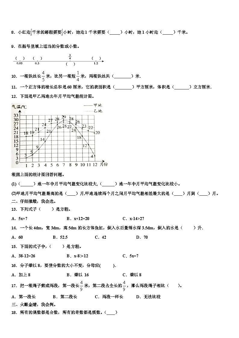 2023届云南省大理白族自治州漾濞彝族自治县数学五下期末复习检测模拟试题含解析第2页