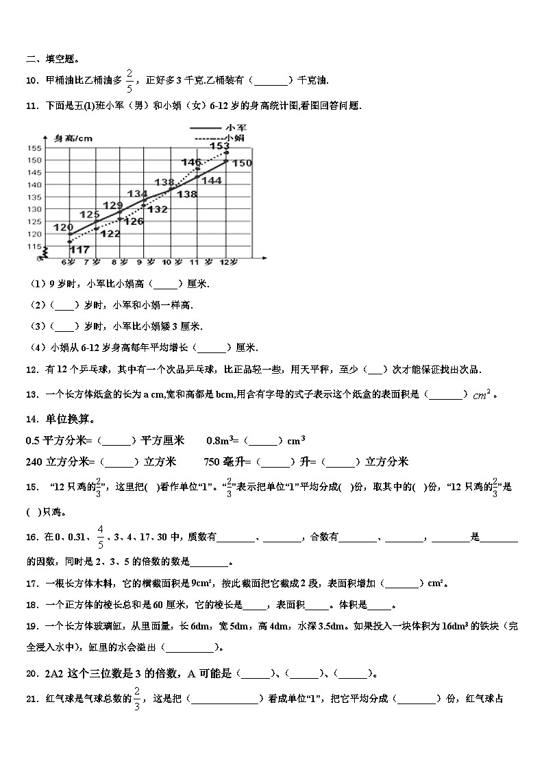 2023届北京数学五下期末达标检测试题含解析第2页
