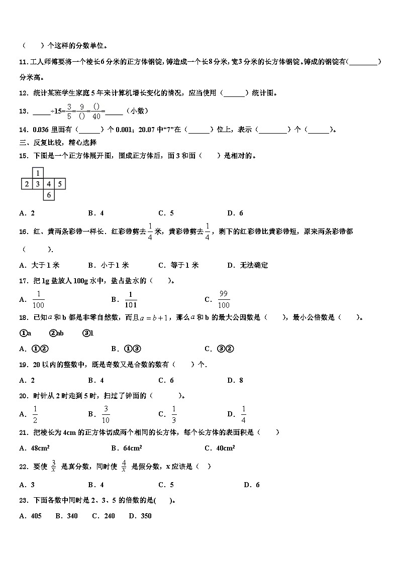 2023届卓尼县数学五下期末检测模拟试题含解析第2页