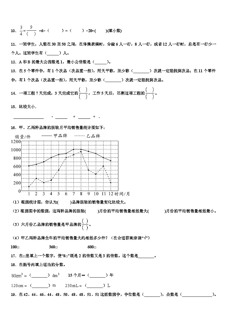 2023届北京市通州区数学五年级第二学期期末学业水平测试试题含解析第2页
