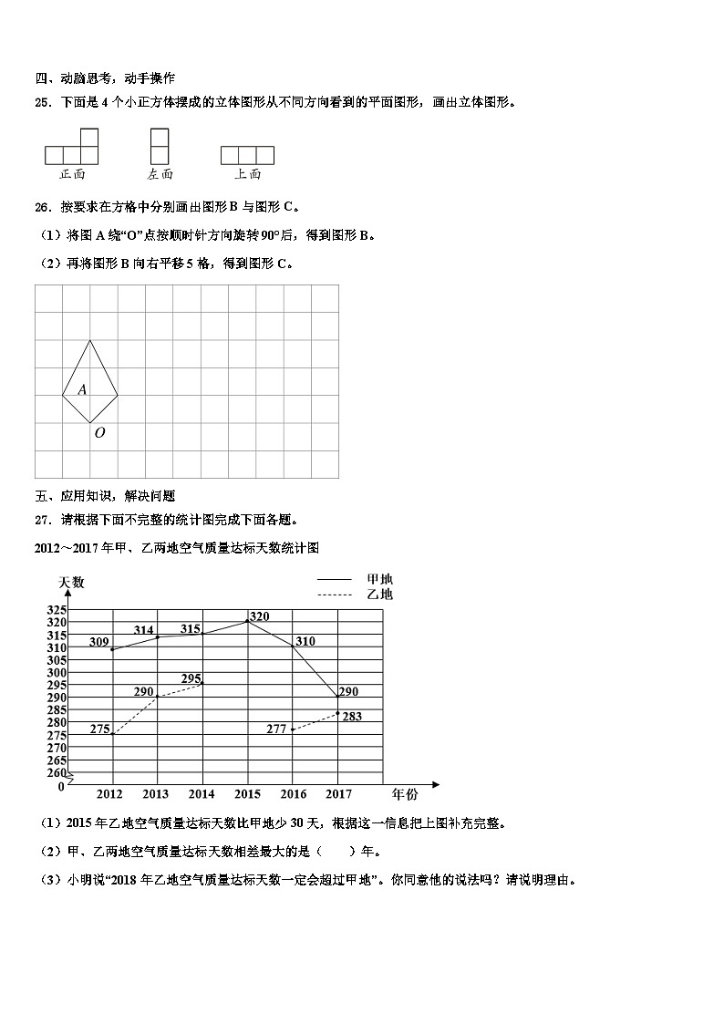 2023届大方县五年级数学第二学期期末教学质量检测试题含解析03