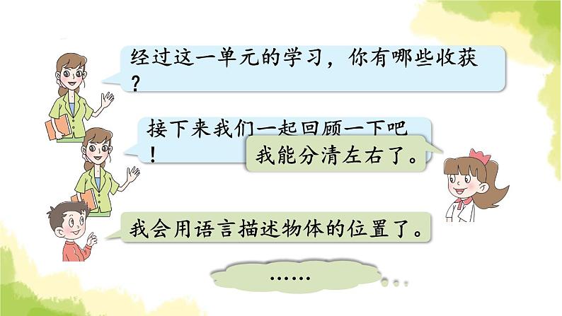 青岛版小学一年级数学上册四有趣的游戏认识位置回顾整理作业课件03