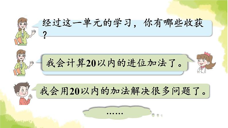 青岛版小学一年级数学上册七小小运动会20以内的进位加法回顾整理作业课件第3页