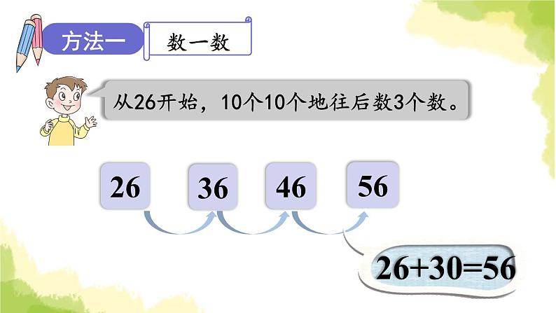 青岛版小学一年级数学下册五绿色行动100以内的加减法一信息窗1第2课时两位数加整十数的口算方法作业课件第7页