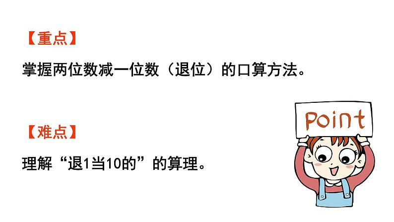 青岛版小学一年级数学下册五绿色行动100以内的加减法一信息窗4第2课时两位数减一位数(退位)的口算方法作业课件第3页