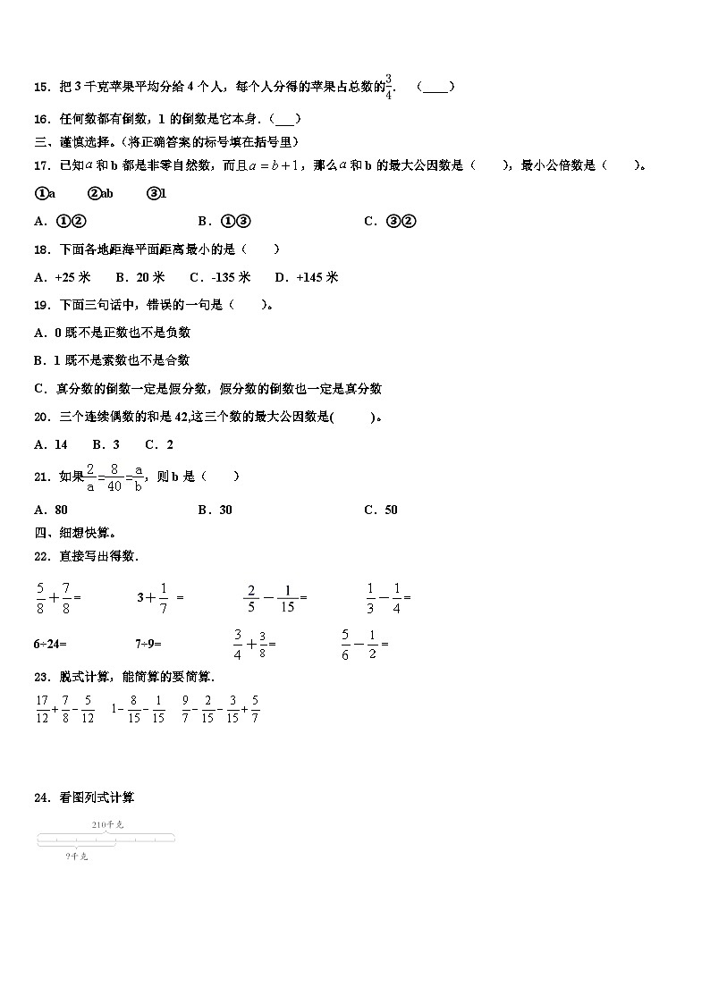 2023届广东省河源市连平县数学五年级第二学期期末考试模拟试题含解析第2页